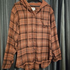 Women's American Eagle Orange Flannel shirt- size XL